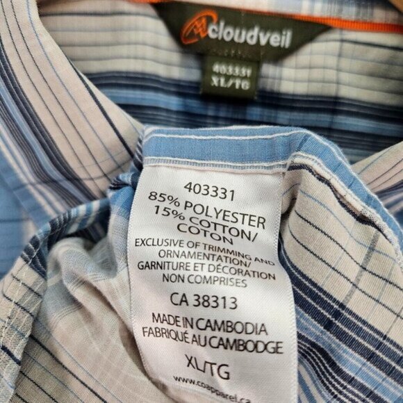Cloudveil Shirt Multicolor Plaid Short Sleeve Button-Down Mens XL Mountain Works - Picture 10 of 11